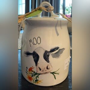 Rae Dunn Cow Design Ceramic Jar